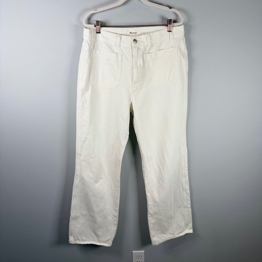 Madewell The Cleo Straight Jean White Denim Pants NW256 100% Cotton Size 31